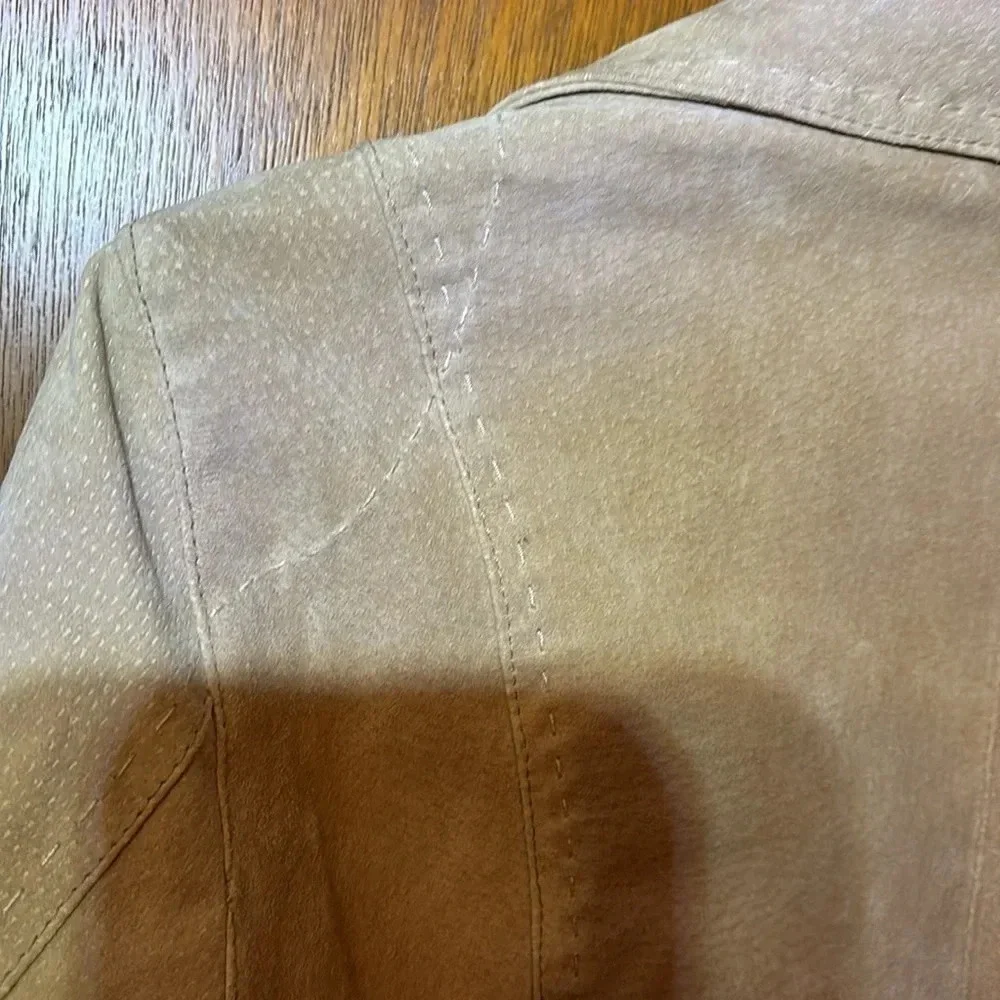 Madison Tan Suede Leather jacket Women’s 10 Stitch detail